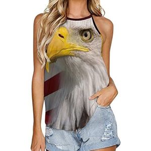 Bald Eagle en Amerikaanse vlag dames tanktop zomer mouwloze T-shirts halter casual vest blouse print T-shirt 5XL