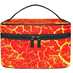 Make-up Organizer Bag, Reizen Make-up Tas Organizer Case Draagbare Cosmetische Tas voor Vrouwen en Meisjes Toiletartikelen Lava Oranje Magma, Meerkleurig, 22.5x15x13.8cm/8.9x5.9x5.4in