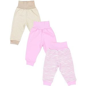 TupTam Baby Meisjes Broek Sweatbroek Pakje van 3, Roze beige strepen, effen roze, 62