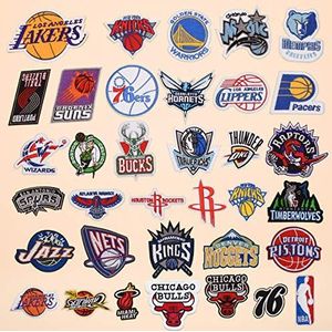 NBA Basketbal Team Logo Serie Combinatie 35 stuks Opstrijkbare Patches, DIY Borduurwerk Applique Ambachten, Gebruikt voor Decoratieve Jeans Jassen Schoenen Rugzakken T-Shirt