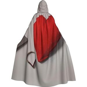 FRGMNT Romantische Rode Hart Print Mannen Hooded Mantel, Volwassen Cosplay Mantel Kostuum, Cape Halloween Aankleden, Hooded Uniform