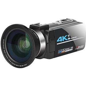 Videocamera Camcorder 4K CAMCORDER VLOGGING VIDEOCAMERA for VLOG OPNAME 5 6mp En IR Night Vision Camera's Handheld Camera met WiFi-functie Multifunctionele vlogcamera(16G SD Card,Nero)