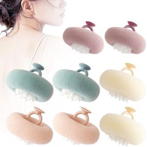 2024 Nieuwe superzachte zonnebloem zuignap badbal, 2-in-1 zonnebloem badbal, exfoliërende badspons lichaamsborstel scrubber, badkamer douchesponzen voor vrouwen mannen (8 stuks)