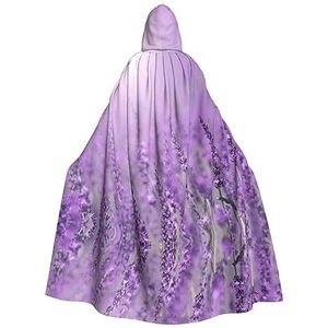 Womens Mens volledige lengte carnaval cape met capuchon cosplay kostuums mantel, 185 cm romantisch paars lavendel