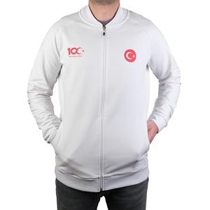 LessTees Türkiye Zip Sweatshirt - Turkse Republic 100e logo, zacht en stijlvol - 2024 National Team Apparel voor voetbalfans, wit, L