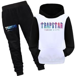 Trapstar T-shirtshort voor jongens,2-delig Trapstar trainingspak voor jongensmeisjes,Korte zomer katoenen shorts,110-170,korte mouwen,Casual unisex sweatshirtset(Color:2,Grootte:120)