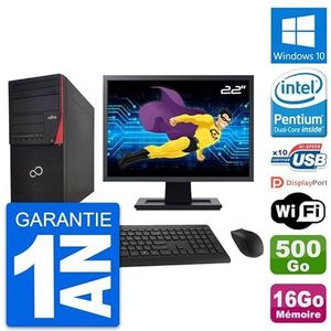 Fujitsu PC Tower P920, display 22 inch, Intel G3220, RAM 16 GB, harde schijf 500 GB, Windows 10, WiFi (gereviseerd)