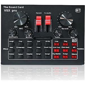 Geluidskaartset, Draadloze Karaoke Microfoon Statief WXH1000 & BM900 USB Geluidskaart V8XPRO Professionele Studio Condensator Microfoon for PC Telefoon MIC(V8XPRO)