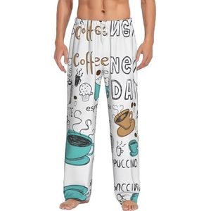 Dexnel Heerlijke Koffie Zachte Pyjama Broek Voor Mannen,Klassieke Slaapbroek Comfortabel, Polyester Pyjama Broek Met Zakken, Wit, S