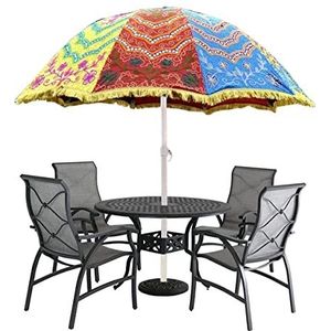 Marusthali Indian Garden Parasol, Grote Outdoor Home Zonnescherm Katoen Parasol, Grote Tuinparasols Buiten, Indiase parasol Tuinparasol Diameter: 228 cm, Multi Borduurwerk, L