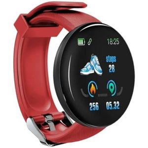 Smart Watch Smart Watch voor heren en dames, hartslag- en bloeddrukmeter, fitnesstracker, slimme armband (kleur: rood)