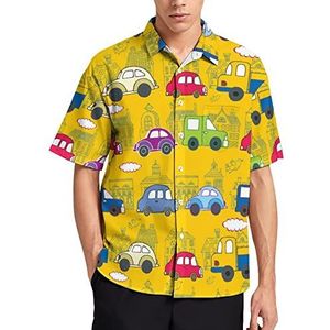 Kleurrijke Auto Hawaiiaanse Shirt Voor Mannen Zomer Strand Casual Korte Mouw Button Down Shirts met Zak