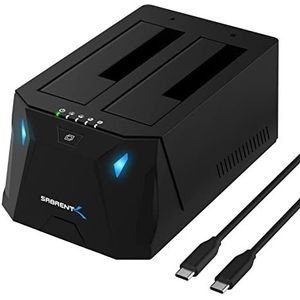 SABRENT - USB C - Harde Schijf Dockingstation - Zwart - 2 Sleuven SSD/HDD, Offline Klonen, USB 3.2