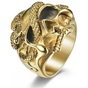 Hip Hop Viper Skull Ring Ring Donkere stijl Rap Hipster Draag handsieraden (Color : Golden, Size : 8#)