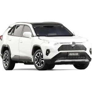 Gegoten lichtmetalen automodel Voor Toy&ota RAV4 SUV 1:32 Schaal Diecast Speelgoed Voertuig Model Auto Geluid Deuren Te Openen Collectie Gift (Color : White)