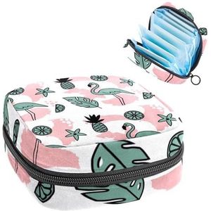 Opbergtas voor maandverband, menstruatiecup zakje tampon tas, menstruatiepads, houder organizer voor vrouwen meisjes, flamingo dier