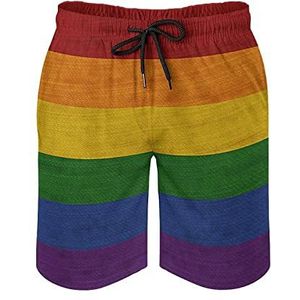 LGBT Pride Flag Zwembroek voor heren, bedrukte boardshorts, strandshorts, badmode, badpakken met zakken, M