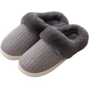 Dames Zomer Slippers PVC Winter geweven patroon slippers eenvoudige mode warme pluche thuis schoenen comfortabele antislip binnen katoen slippers unisex Sloffen (Color : Grey, Size : 42-43)