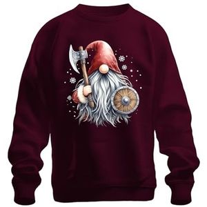 Viking Gnom kabouter Christmas Christmas Christmas Unisex kersttrui, bordeaux, XXL