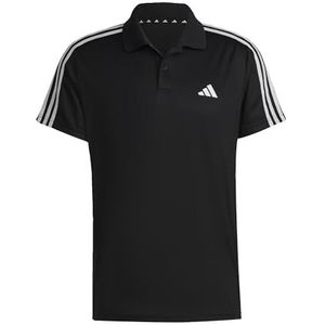 adidas Heren Train Essentials Piqué 3-Stripes Training Polo Shirt, Black/White, L