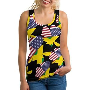 Amerikaanse Jamaica Vlag Klaver Lichtgewicht Tank Top voor Vrouwen Mouwloze Workout Tops Yoga Racerback Running Shirts 2XL