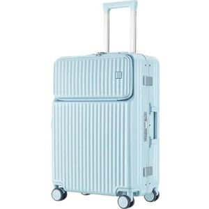 Trolleykoffer Handbagage Zeer Duurzaam Kofferbagagebestendig Hard Lichtgewicht Aluminium Frame Reiskoffer (Color : Blu, Size : 24inch)
