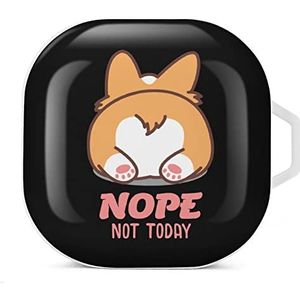 Nope Not Today Corgi Butt Earbuds Hoesje Compatibel met Samsung Hard Shell Beschermhoes Wit-Stijl