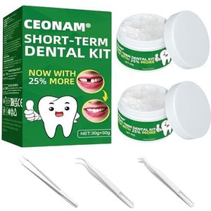 Tandreparatieset - 60 g tijdelijke neptanden vervangende kralenset met 3 stuks tandheelkundige pincet gereedschap voor tijdelijke restauratie van ontbrekende en gebroken tanden vervangende