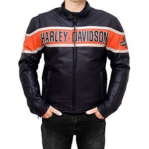 DeColure Heren Harley Davidson motorfiets echt leer vintage jas - zwart lederen jassen Heren, Zwart, 4XL