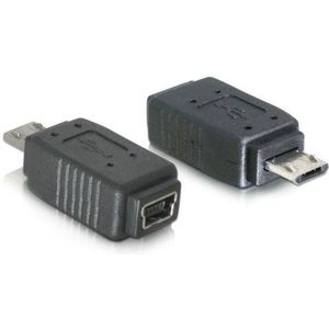 Delock Adapter USB Zwart Mini B vrouwelijk -> Micro B stekker
