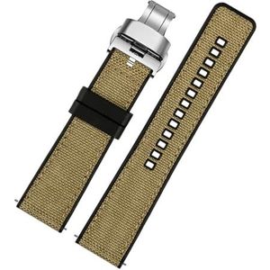 LUGEMA Nylon Canvas Rubber Horlogeband Heren Siliconen Bodem Waterdichte Vlindergesp Polsband Armband Accessoires 20mm 22mm 24mm (Color : Khaki 03, Size : 20mm)