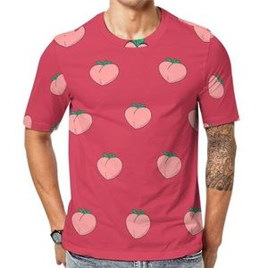 Fruitpatronen perziken grafisch T-shirt met korte mouwen voor heren ronde hals print casual T-shirt M