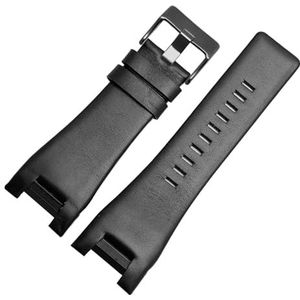 Lederen horlogeband compatibel met diesel DZ1216 DZ1273 DZ4246 DZ4247 DZ4287 Armband Mens Horlogeband Horloges Notch Band 32mm (Color : Black-black B, Size : 32-18mm)