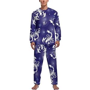 Magic Scorpions And Stars zachte herenpyjama-set comfortabele loungewear met lange mouwen, top en broek, geschenken S