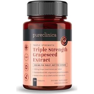 Drievoudig Sterk Druivenpitextract 300 mg x 180 tabletten - 90% Oligomere Proanthocyanidinen - Voorziening voor 6 maanden