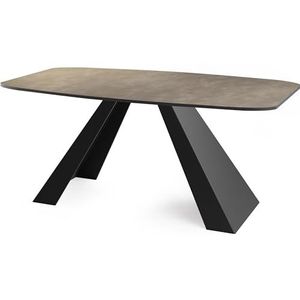 WFL GROUP Eettafel Monte in moderne stijl, rechthoekige tafel, uittrekbaar van 180 cm tot 220 cm, gepoedercoate zwarte metalen poten, 180 x 90 cm (Chicago beton grijs, 160 x 80 cm)