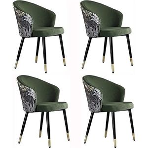 GEIRONV Moderne eetkamerstoel set van 4, met metalen poten fluwelen rugleuningen zitting woonkamer stoel huishoud make-up stoel dressing stoel Eetstoelen (Color : Military green, Size : 43x44x79cm)