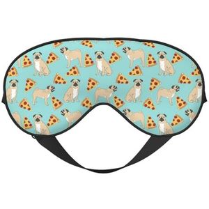 Pug Pizza Party Printing All-Occasion Sleep Oogmasker met Dubbele Zijden Verstelbare Riem Perfect voor Shifts & Reizen