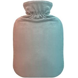 Warm Water Fles Met Zachte Fluwelen Cover Oranje Blauw Gradient Warm Water Bag Voor Pijnbestrijding Warm En Koud Kompres Body Bed Warmer 2L