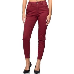 Elara Chunkyrayan Cargobroek voor dames, slim fit, denim, wijnrood bruessel, 40/Slank