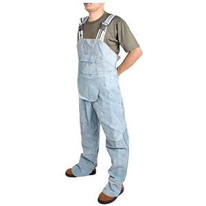 Laskleding heren slabbetje overalls veiligheid coverall hoge temperatuur beschermend leer vlam vertragende reparatie lasser band broek(BLUE,XX-Large)