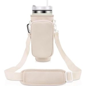 Theaque Draagtas voor waterflessen met zakje, compatibel met Stanley 40 oz beker met handvat, waterfles zakje voor Stanley Quencher H2.0 Flowstate, Stanley Adventure Quencher 40 oz Tumbler (wit)