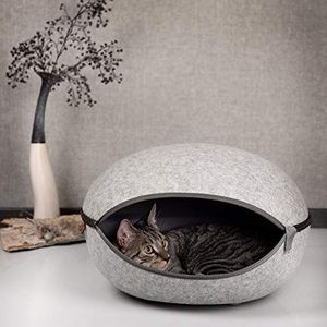 CanadianCat Company ® | Cat grot, kat nest Yukon in rock grijs - de knuffelig bed met stijl | ca. 52 x 45 x 33 cm