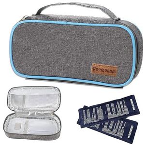 Tocnove - Insuline Koeltas - Grijs - Draagbaar Medisch Etui voor Insulinepen en Medicijnen - Compact 21×10×4,5 cm