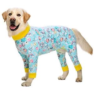 Big Dog Basic Kleding Pure Cotton shirt pyjama middelgrote en grote honden met vier poten Kleding Full Body High Stretch (Color : Blue unicorn, Size : 38#(47.5~62.5KG))