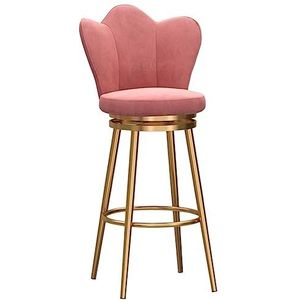 Barkrukken Barkruk Met Gouden Poten, Fluwelen Blad, 360° Draaibare Barkrukken, Keukenstoel Met Hoge Rugleuning, Barontvangststoel Barkrukken Set Van 2 (Color : Rosa, Size : 65cm Sitting Height)