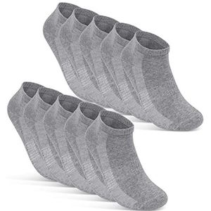 10 Paar Sneaker Sokken Heren Dames Ademend met Mesh Katoen Zwart Wit Grijs 16510 (39-42 Grijs)
