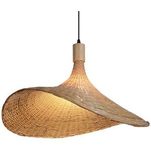 LANGDU Rieten geweven lampenkap enkellaags koepelkroonluchter natuurlijke stijl rotan hanglamp modern minimalistisch plafond hanglamp verlichting for keukeneiland studeerkamer woonkamer bar(Size:50CM)