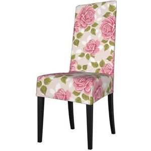 KemEng Roze vintage roos patroon, stoelhoezen, stoelbeschermer, stretch eetkamerstoelhoes, stoelhoes voor stoelen