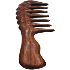 Houten kam, houten met brede tanden, for krullen, 20 cm massagekam, grote groene sandelhouten druppelvormige hoofdhuidhandgreepkam